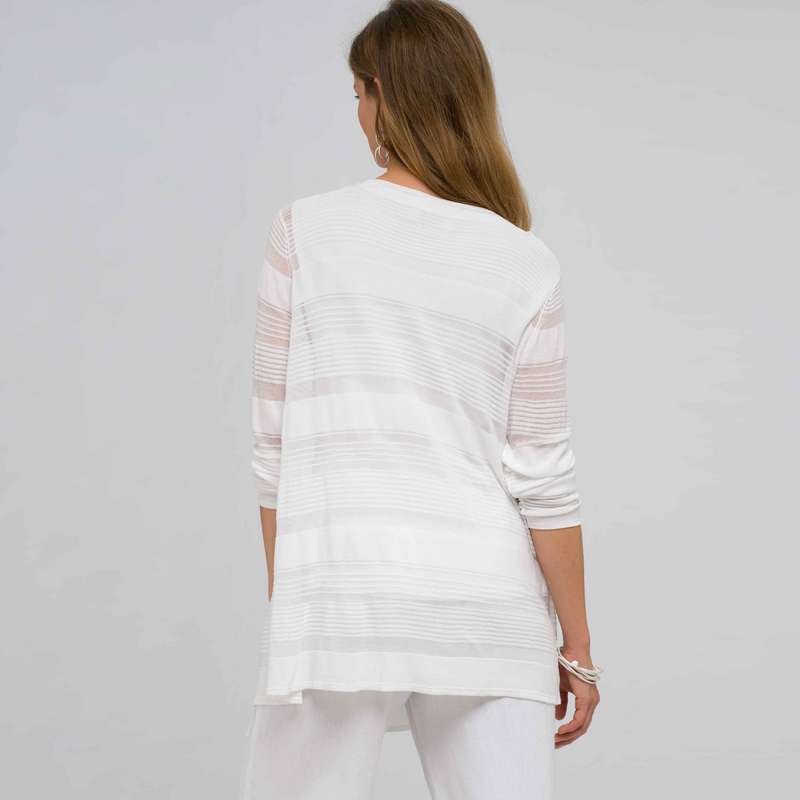 Drape Front Cardigan, White, large image number 1